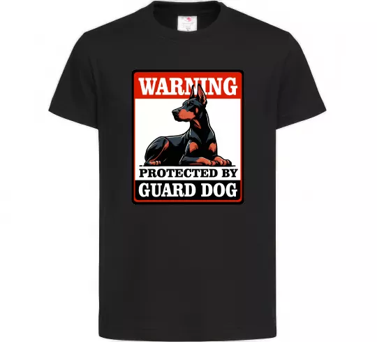 Детская футболка Warning Doberman Черный фото
