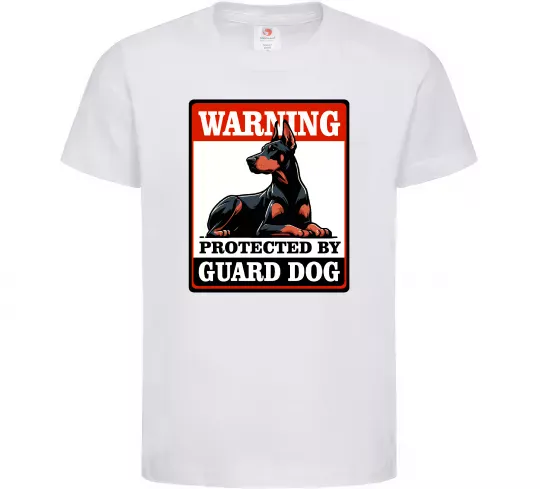 Детская футболка Warning Doberman Белый фото