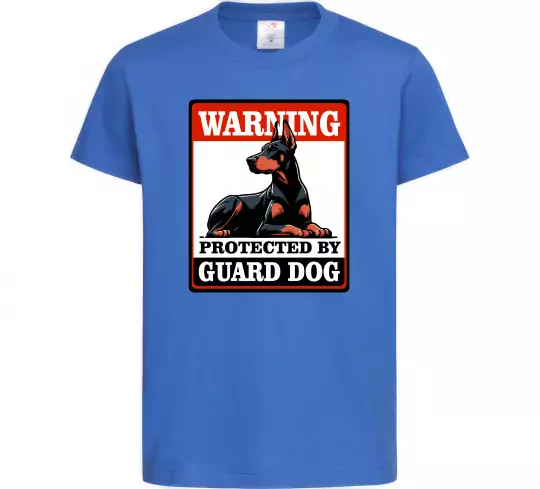 Детская футболка Warning Doberman Ярко-синий фото