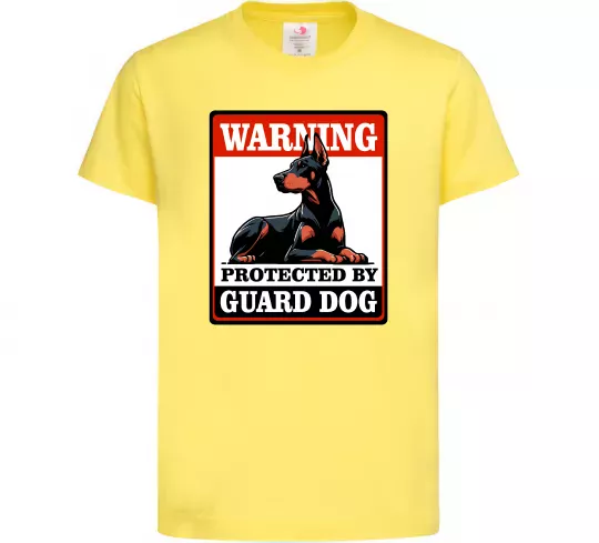 Детская футболка Warning Doberman Лимонный фото