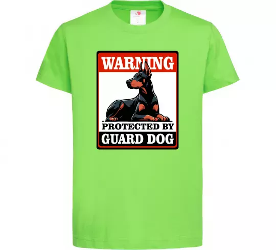 Детская футболка Warning Doberman Лаймовый фото