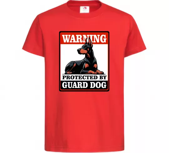 Детская футболка Warning Doberman Красный фото