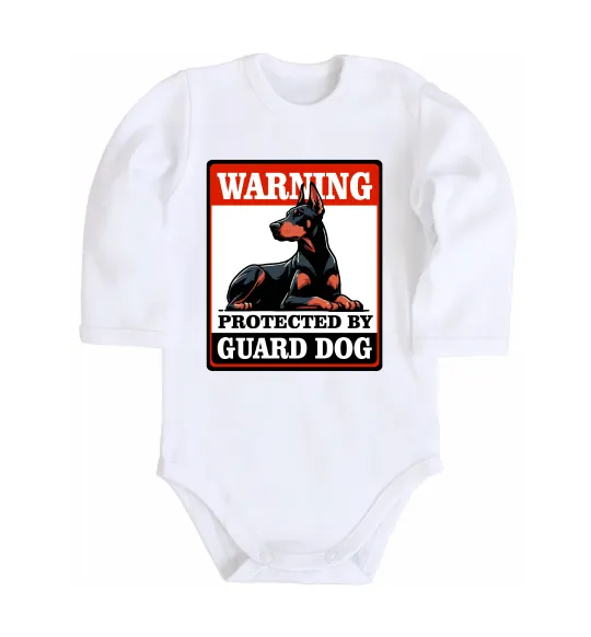 Дитячий бодік Warning Doberman Білий фото