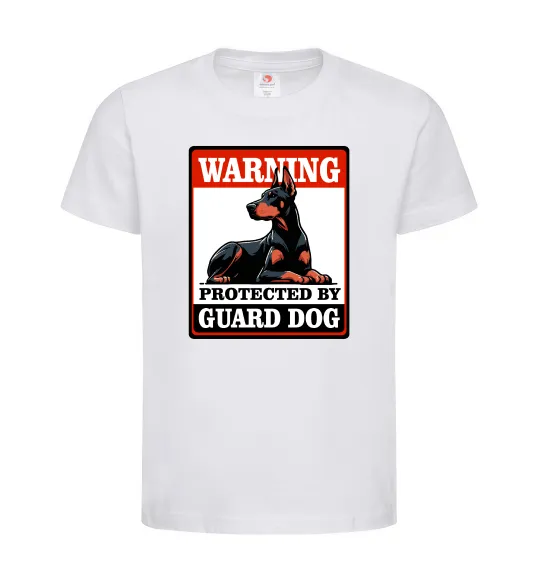 Детская футболка Warning Doberman Белый фото