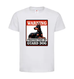 Детская футболка Warning Doberman Белый фото