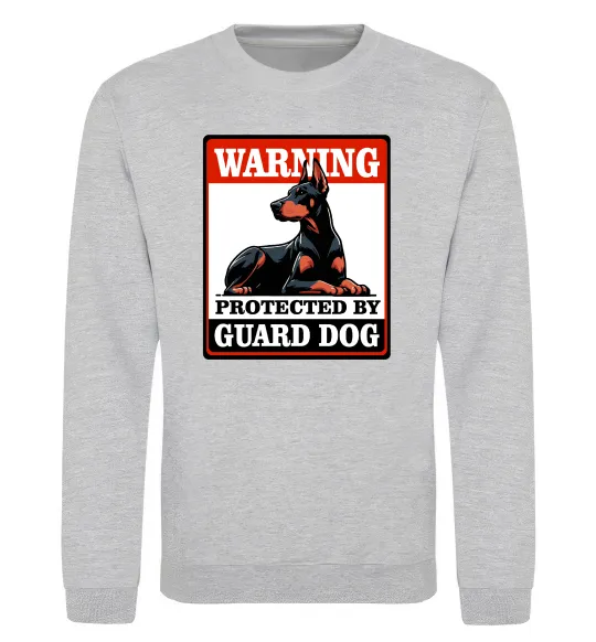 Свитшот Warning Doberman Серый меланж фото