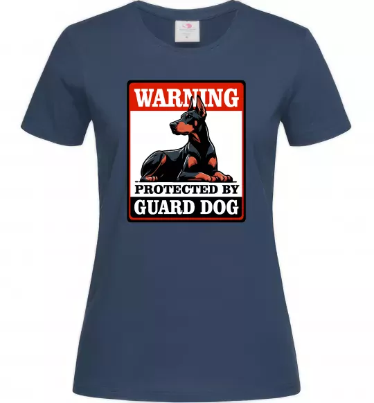 Жіноча футболка Warning Doberman Темно-синій фото