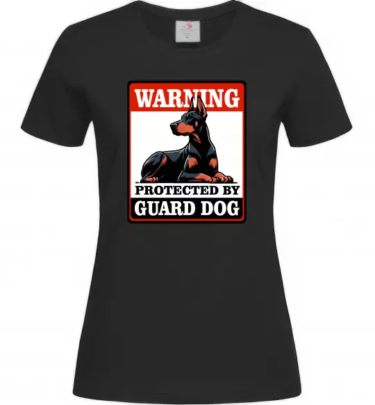 Жіноча футболка Warning Doberman Чорний фото