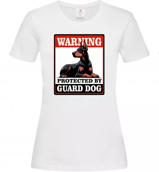 Жіноча футболка Warning Doberman Білий фото