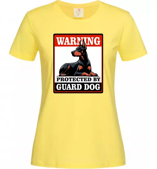 Жіноча футболка Warning Doberman Лимонний фото