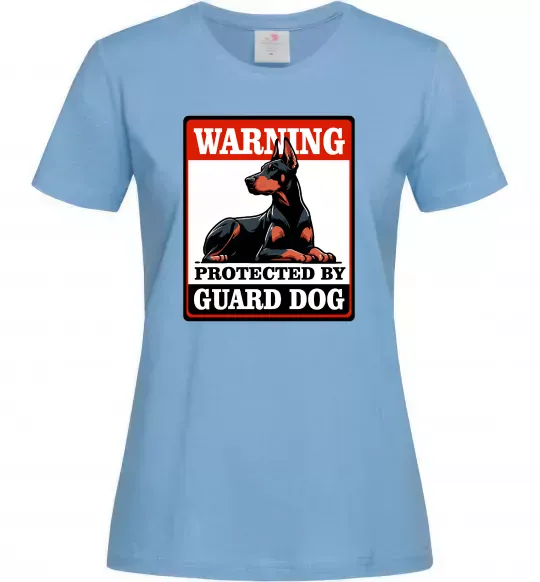 Жіноча футболка Warning Doberman Блакитний фото