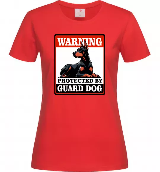 Жіноча футболка Warning Doberman Червоний фото