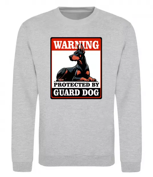 Свитшот Warning Doberman Серый меланж фото