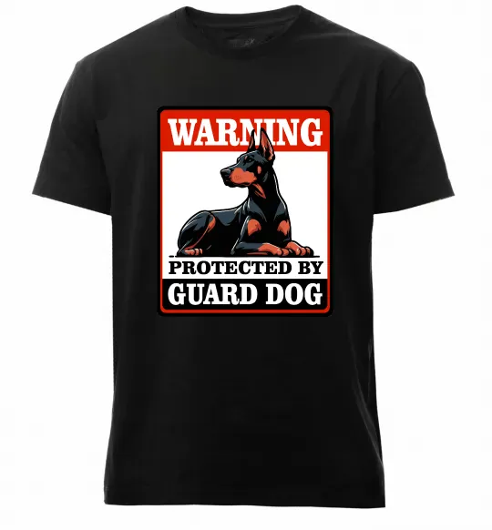 Чоловіча преміум футболка Warning Doberman Чорний фото
