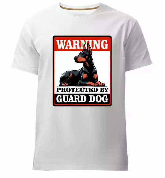 Чоловіча преміум футболка Warning Doberman Білий фото