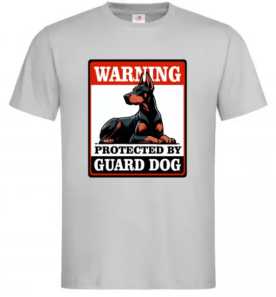 Чоловіча футболка Warning Doberman Сірий фото