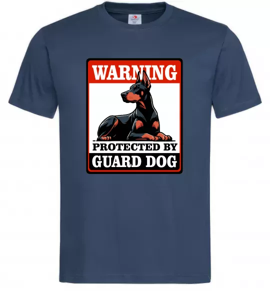Чоловіча футболка Warning Doberman Темно-синій фото