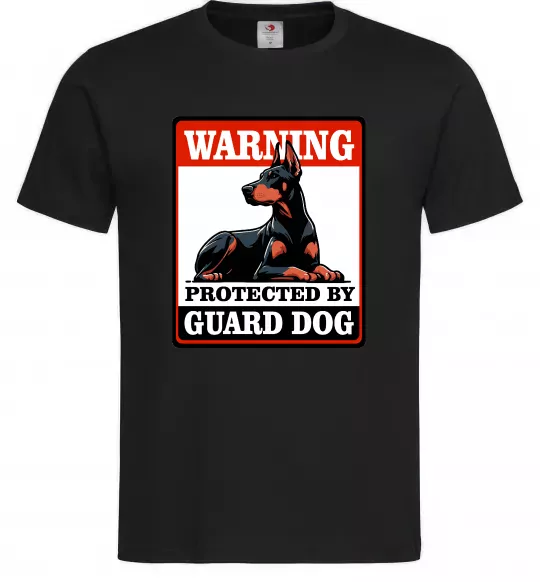 Чоловіча футболка Warning Doberman Чорний фото