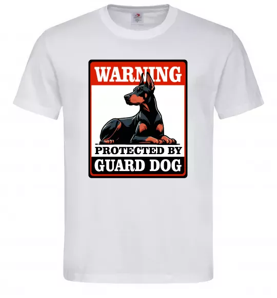 Чоловіча футболка Warning Doberman Білий фото
