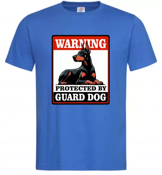 Чоловіча футболка Warning Doberman Яскраво-синій фото