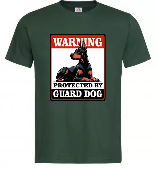 Чоловіча футболка Warning Doberman Темно-зелений фото