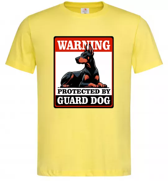 Чоловіча футболка Warning Doberman Лимонний фото