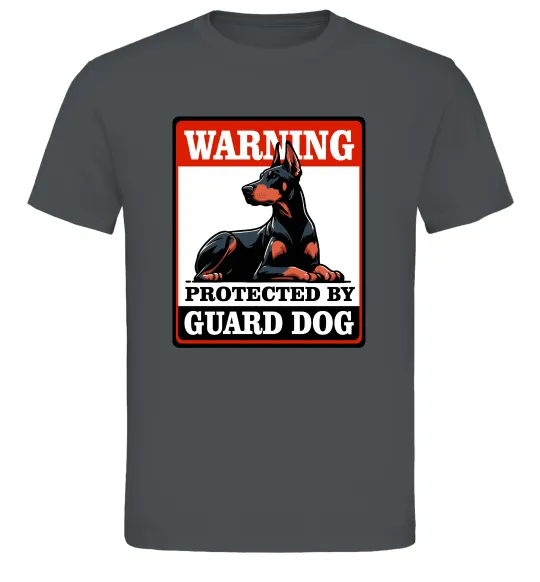 Чоловіча футболка Warning Doberman Графіт фото