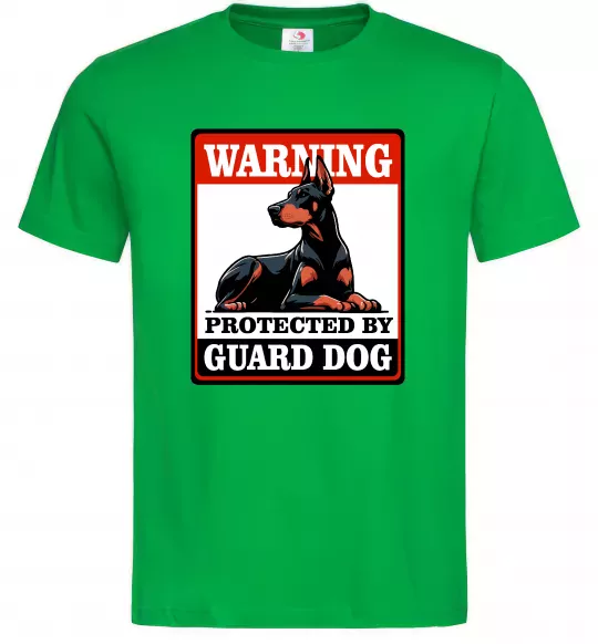 Чоловіча футболка Warning Doberman Зелений фото