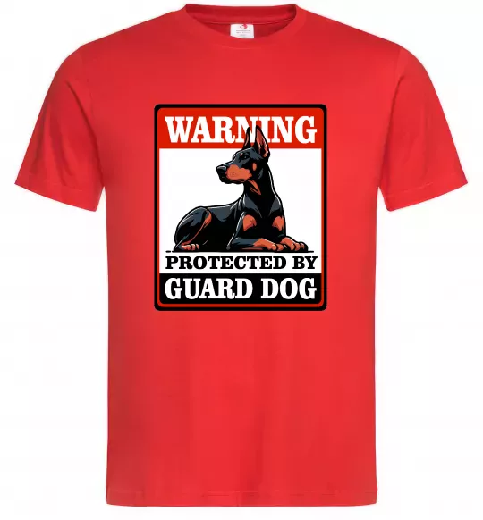 Чоловіча футболка Warning Doberman Червоний фото