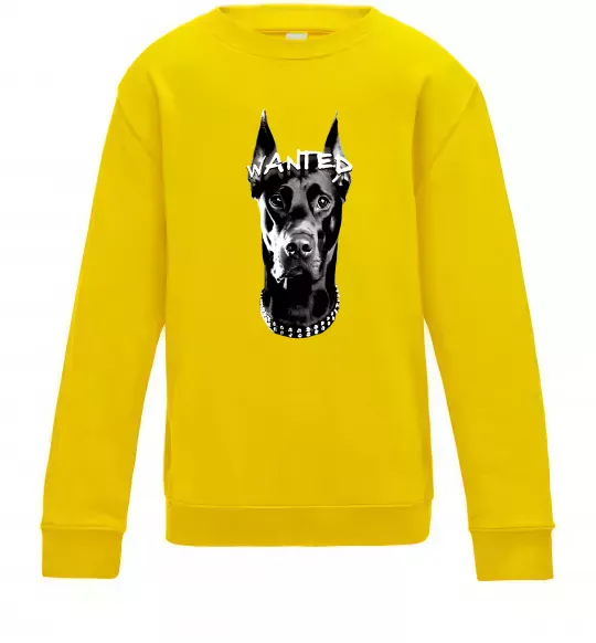Детский Свитшот Wanted Доберман Солнечно желтый фото