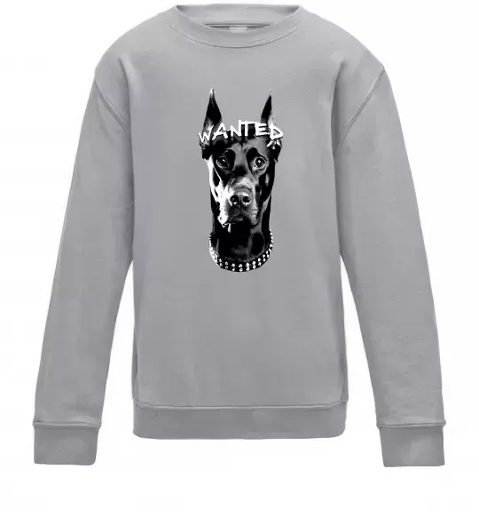 Детский Свитшот Wanted Доберман Серый меланж фото