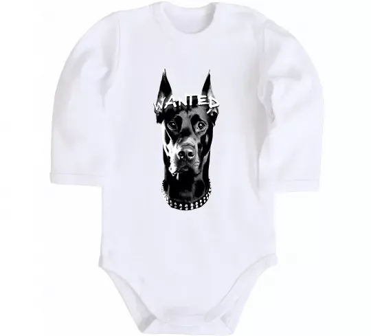 Детский боди Wanted Доберман Белый фото