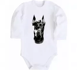 Детский боди Wanted Доберман Белый фото