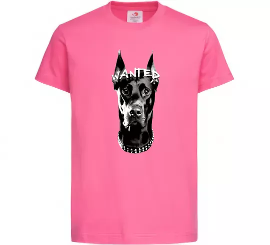 Детская футболка Wanted Доберман Ярко-розовый фото