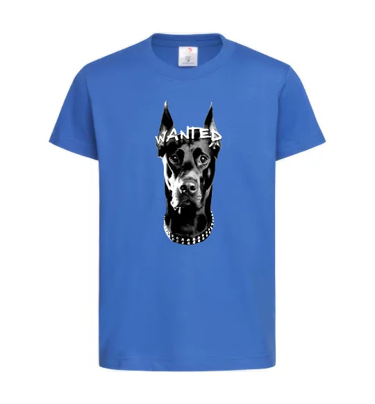 Дитяча футболка Wanted Доберман Яскраво-синій фото
