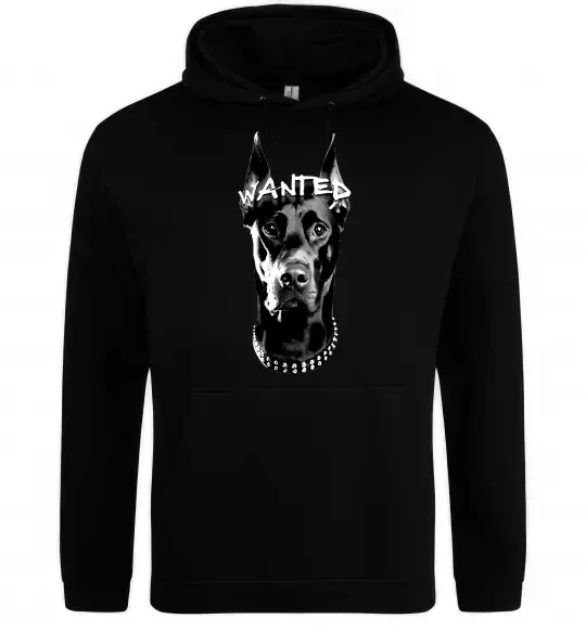 Мужская толстовка (худи) Wanted Доберман Черный фото