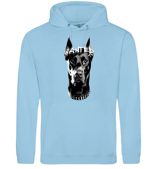 Мужская толстовка (худи) Wanted Доберман Голубой фото