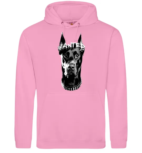 Женская толстовка (худи) Wanted Доберман Розовый фото
