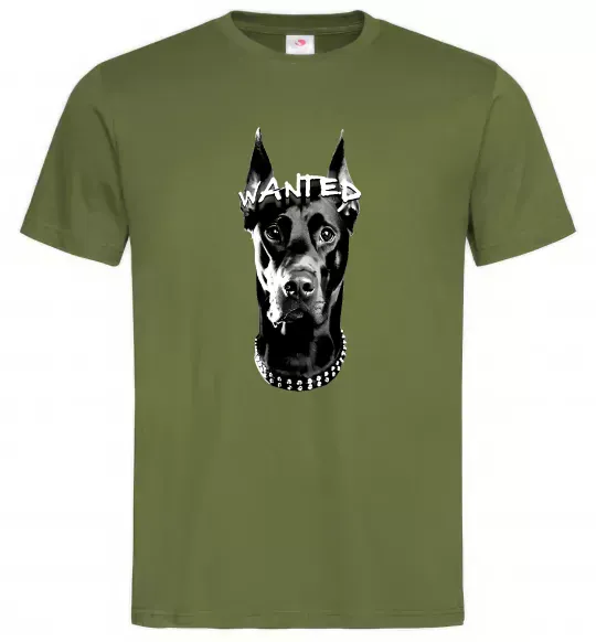 Мужская футболка Wanted Доберман Оливковый фото