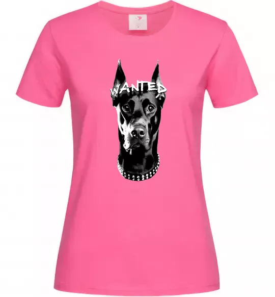 Женская футболка Wanted Доберман Ярко-розовый фото