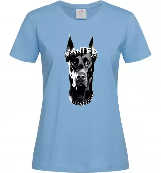 Женская футболка Wanted Доберман Голубой фото