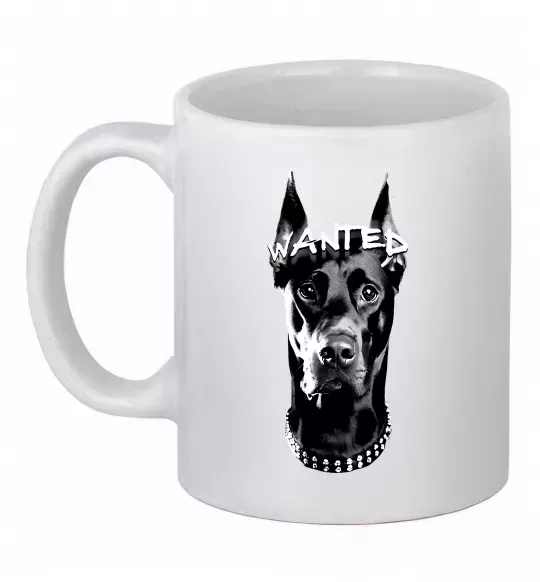 Чашка керамічна Wanted Доберман Білий фото