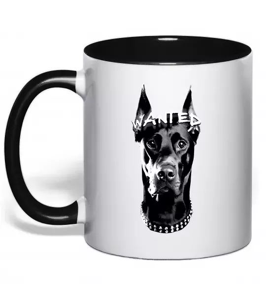 Чашка с цветной ручкой Wanted Доберман Черный фото