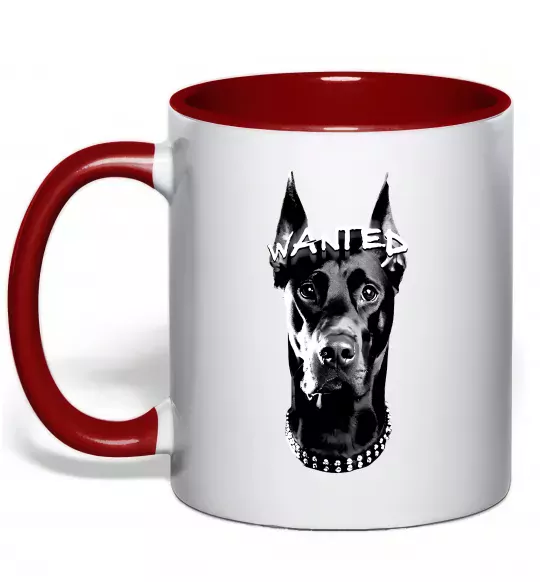 Чашка с цветной ручкой Wanted Доберман Красный фото