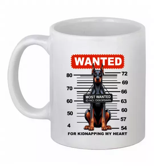 Чашка керамическая Doberman wanted Белый фото