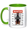 Чашка с цветной ручкой Doberman wanted Лаймовый фото