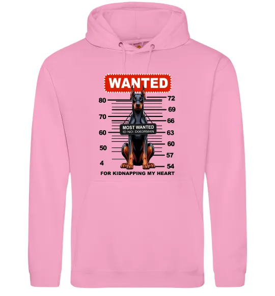 Мужская толстовка (худи) Doberman wanted Розовый фото