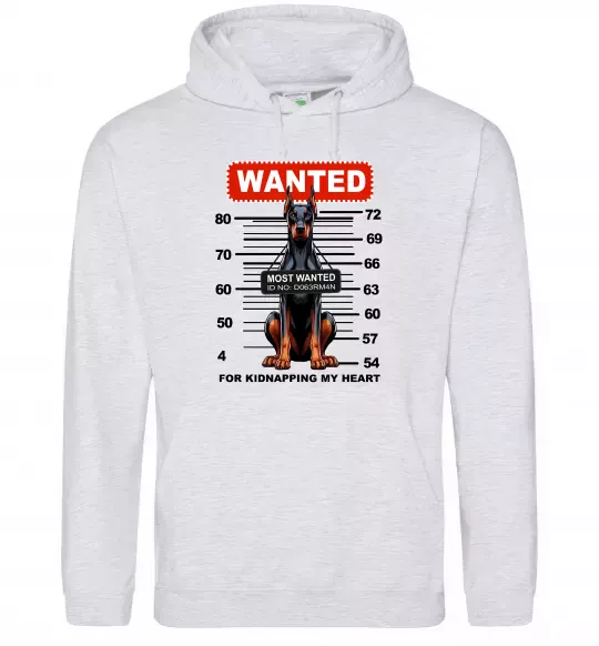 Чоловіча толстовка (худі) Doberman wanted Сірий меланж фото