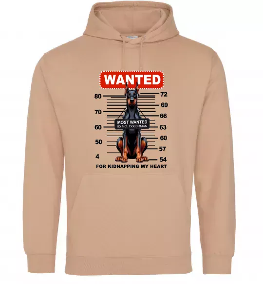 Женская толстовка (худи) Doberman wanted Песочный фото
