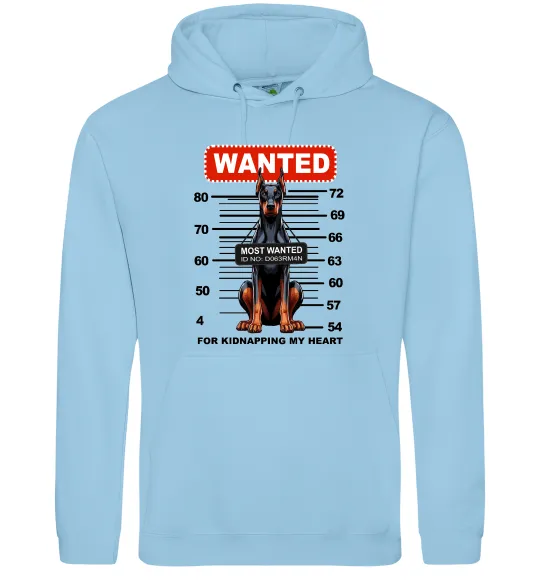 Женская толстовка (худи) Doberman wanted Голубой фото